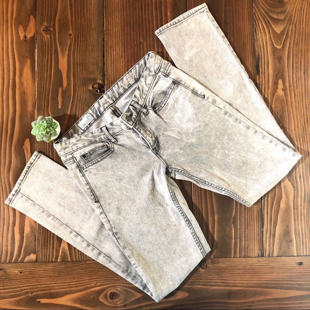 GAP Gray Acid Wash Distressed Always Skinny Jeans